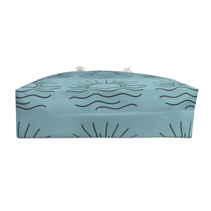 Coastal Sunrise Weekender Bag — Beach Tote with Sun & Wave Pattern