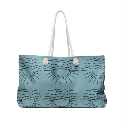 Coastal Sunrise Weekender Bag — Beach Tote with Sun & Wave Pattern