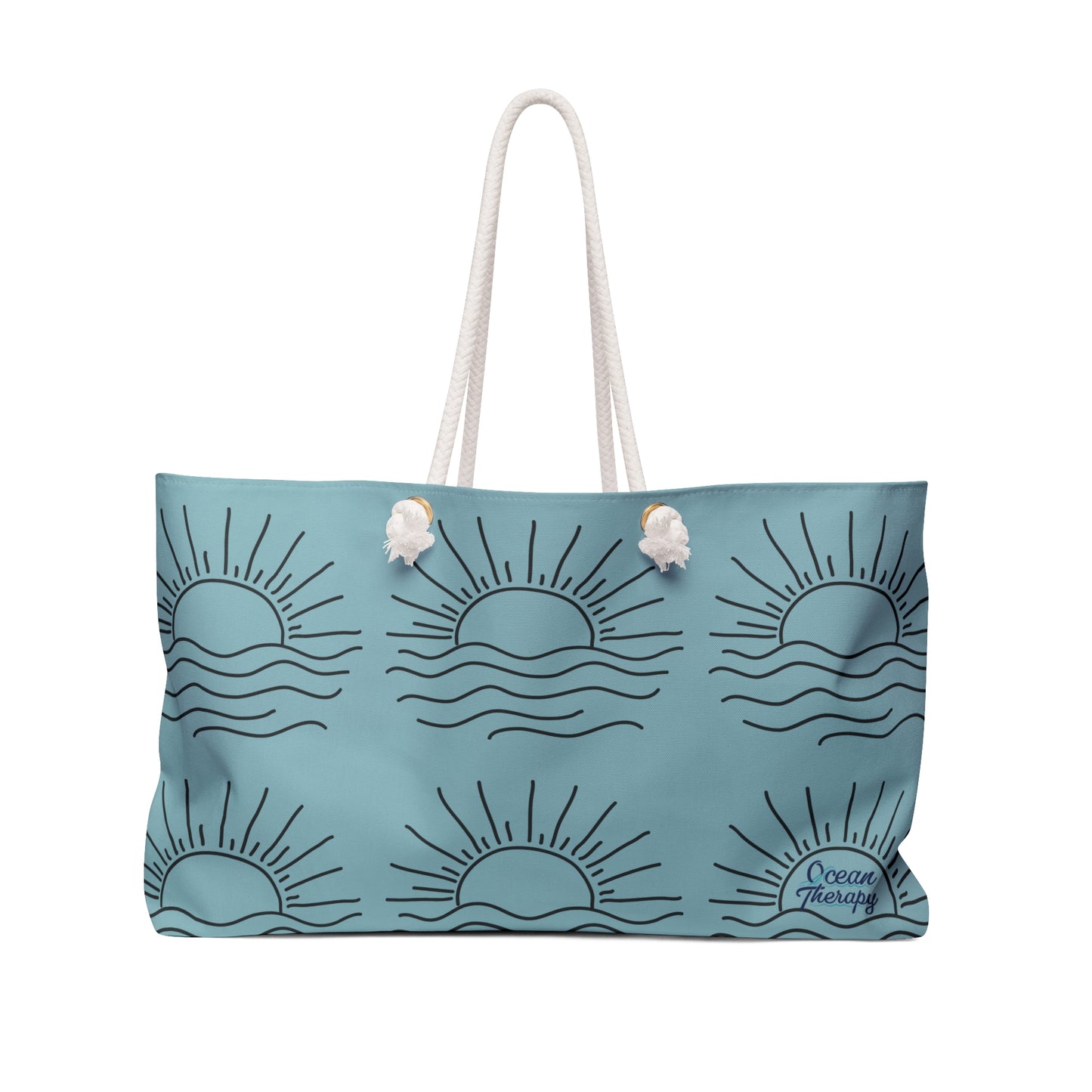 Coastal Sunrise Weekender Bag — Beach Tote with Sun & Wave Pattern