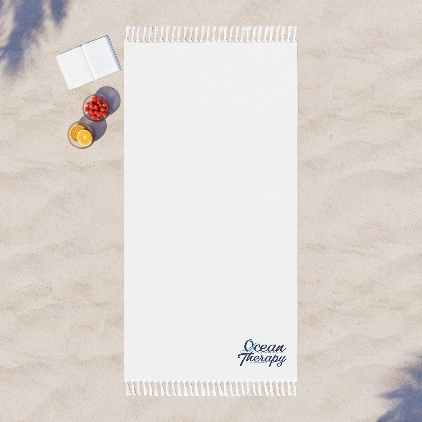 Boho Beach Towel — "Ocean Therapy" Fringe Cotton Beach Towel