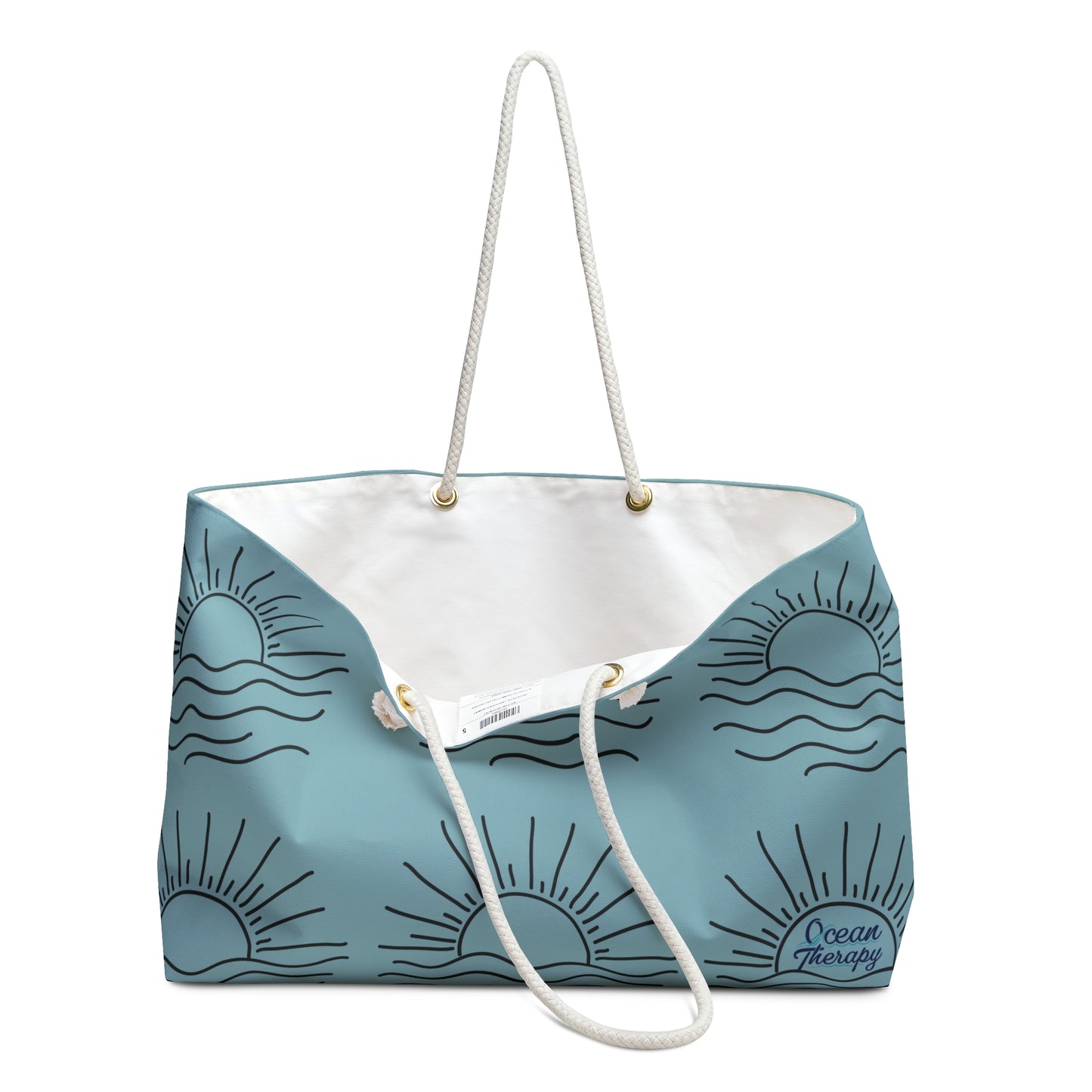 Coastal Sunrise Weekender Bag — Beach Tote with Sun & Wave Pattern